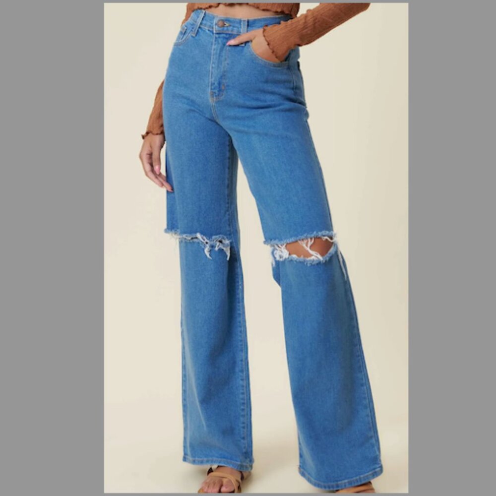 High Rise Wide Leg Denim Jeans NEW NWT